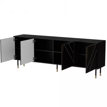 Komoda cama meble Cama 4D MOUNTAIN 204x40x72 cm juoda/auksinė, MDF/medžio drožlių plokštė