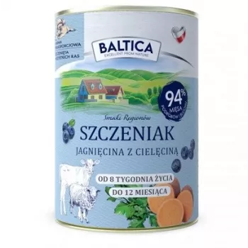 BALTICA regional flavours šuniukams ėriena su veršiena – šlapias ėdalas šunims – 400g