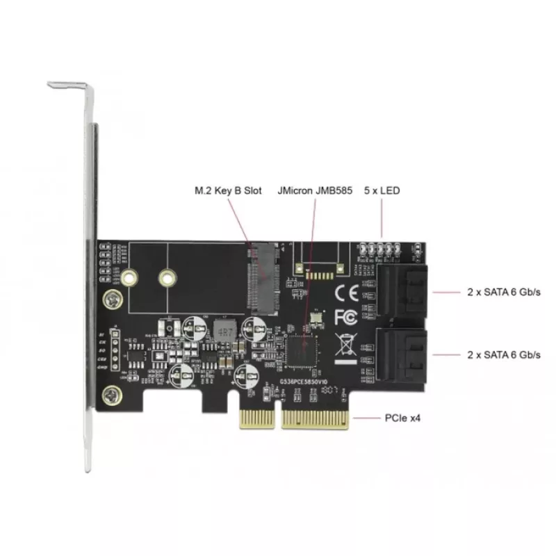 DeLOCK 90396 PCIe plokštė su 4 vidiniais SATA prievadais ir M.2 lizdu