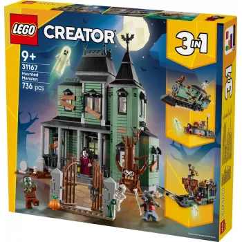 Konstruktorius LEGO Creator 3-in-1 Haunted House modelis 31167 – 736 detalių, 3 modeliai, 5 minifigūrėlės