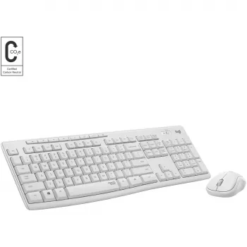 Logitech MK295 belaidis klaviatūros ir pelės rinkinys, tylus, baltas, USB imtuvas, Swiss, 920-009872