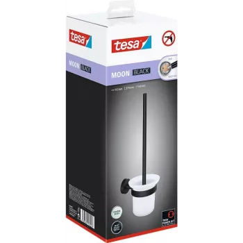 Tesa MOON BLACK - WC šepetėlis su laikikliu - Juoda - Balta - Stiklas - Metalas - 112 mm - 145 mm