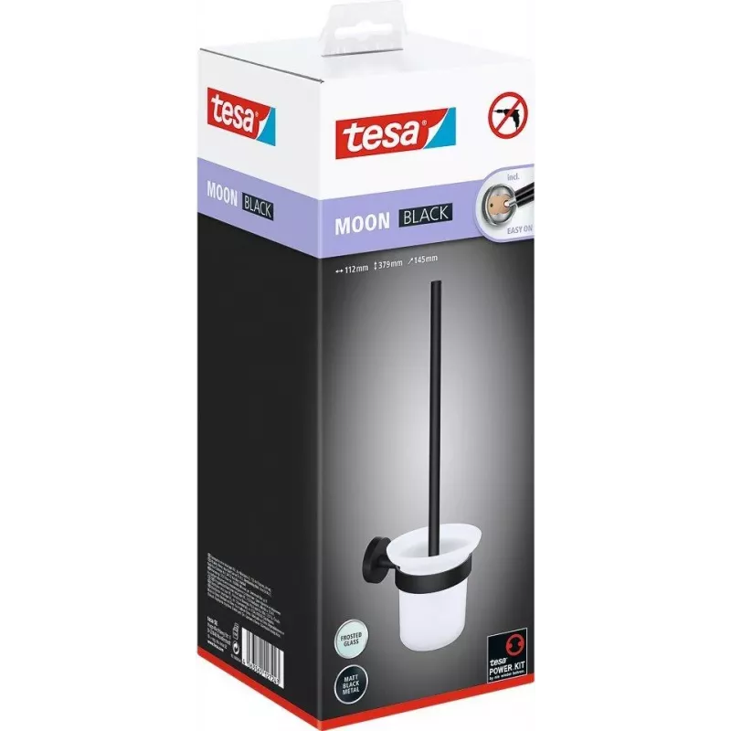 Tesa MOON BLACK - WC šepetėlis su laikikliu - Juoda - Balta - Stiklas - Metalas - 112 mm - 145 mm