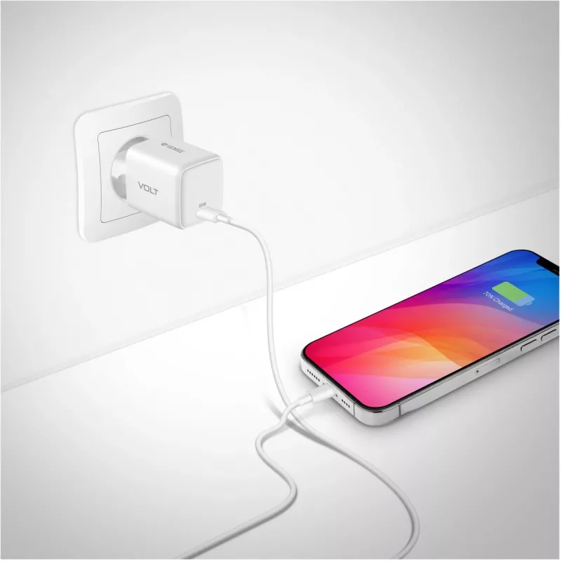 Sieninis įkroviklis USB C 35W 3A Power Delivery 3.0 QC 3.0 baltas