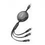 3 viename įtraukiamas laidas FONENG X113 1,1 m juodas – Lightning, USB-C, Micro-USB