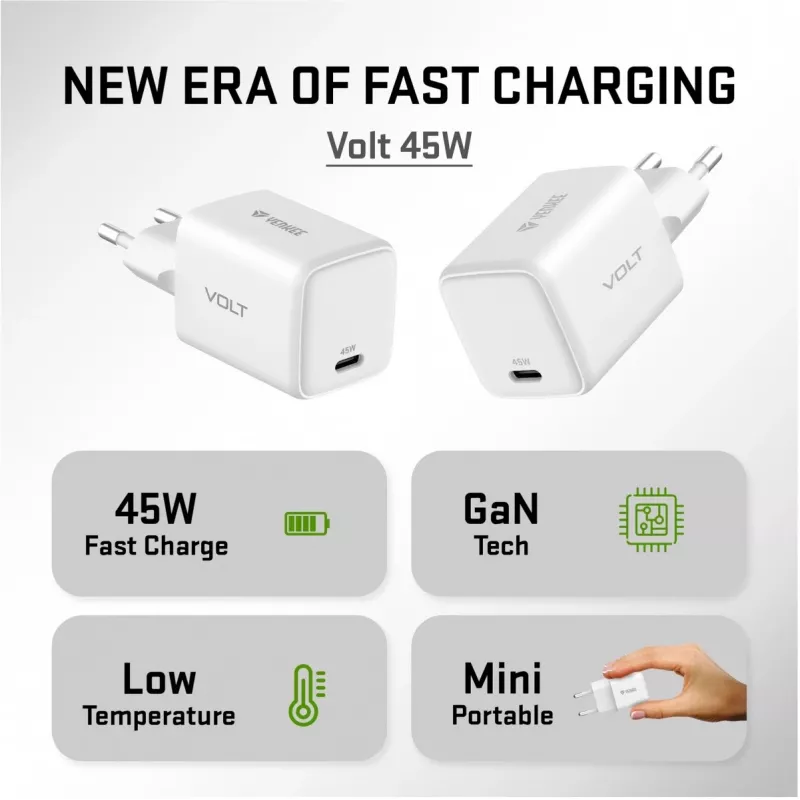 USB-C įkroviklis YENKEE G45 VOLT 45W Power Delivery 3.0, 3A išėjimas