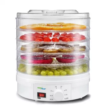 Maisto džiovintuvas GreenBlue GB190 su 5 padėklais, 250 W, reguliuojama temperatūra, 32 cm padėklo skersmuo