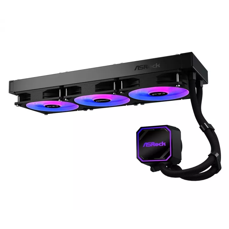 CPU aušintuvas ASROCK Pro 360 ARGB Juodas — 360 mm skysčio aušintuvas su ARGB apšvietimu