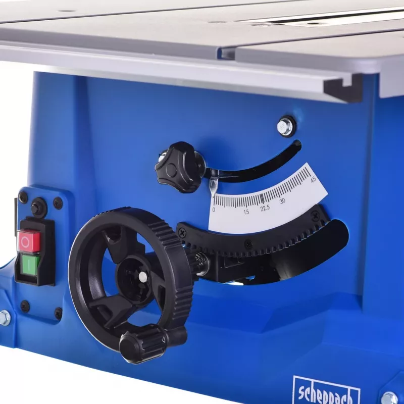 Staldis pjūklas Scheppach HS100S Special Edition – 2000 W, 250 mm diskas, 85 mm pjovimo gylis, 0–45° kampas, sulankstomas stovas