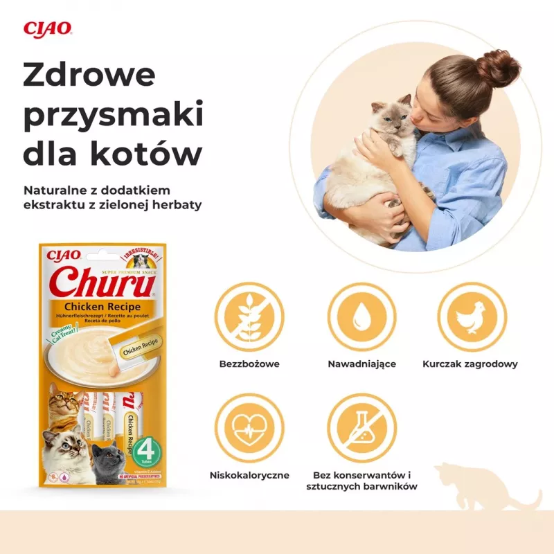 INABA Churu Chicken – skanėstai katėms – 4x14 g