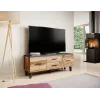 TV stovas Cama Meble LOTTA 140 cm – rėmas ąžuolas wotan, juoda medžio drožlių plokštės viršus, 1400×400×530 mm