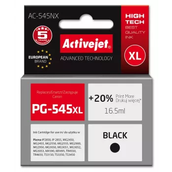 Kasetė ActiveJet AC-545NX juoda suderinama su Canon PG-545XL, didelės talpos 16,5 ml pigmentinis