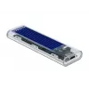 Išorinis dėklas SSD DELOCK 42620 M.2 NVMe PCIe su USB Type-C moterišku lizdu, skaidrus