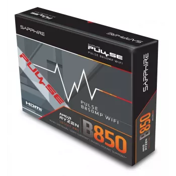 Motininė plokštė Sapphire PULSE B850M WIFI — AMD B850 micro ATX, Socket AM5, DDR5 iki 7600 MHz, 4 DIMM, 192 GB, Wi‑Fi 6, 2.5GbE