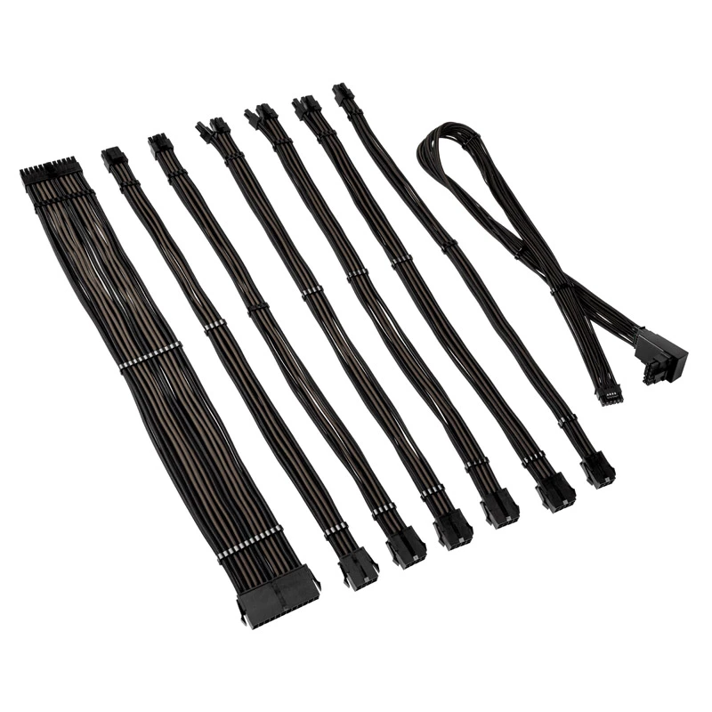 Kolink Core Pro Prašytas kabelių prailginimo rinkinys 12V-2x6 Type 2 – Jet Black/Gunmetal