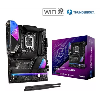 Motininė plokštė ASRock Z890 Lightning WiFi – Intel Z890, LGA1851, ATX, 4× DDR5, Wi‑Fi 7, 2.5Gb LAN, Thunderbolt 4