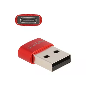 Delock USB adapter - USB (M) į 24 kontaktų USB-C (M) - USB 2.0 3 A - Raudonas (60050)