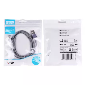 TB USB - USB C laidas 1,5 m pilkas (AKTBXKUCSBA150S)