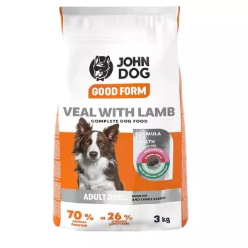 Sausas šunų ėdalas John Dog Good Form Adult Veal with Lamb, 3 kg