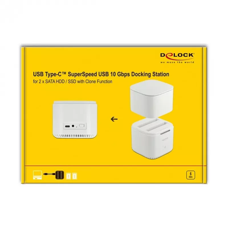 Docking stotelė DeLOCK USB Type-C 3.2, skirta 2 x 2,5 colio SATA HDD/SSD