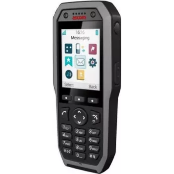 ASCOM d83 Protector EX – DECT ragelis pavojingoms aplinkoms (2,4 colių LED spalvotas ekranas, Bluetooth, plačiajuostis garsas, ATEX sertifikuotas) juodos spalvos (DH8-ACAB)