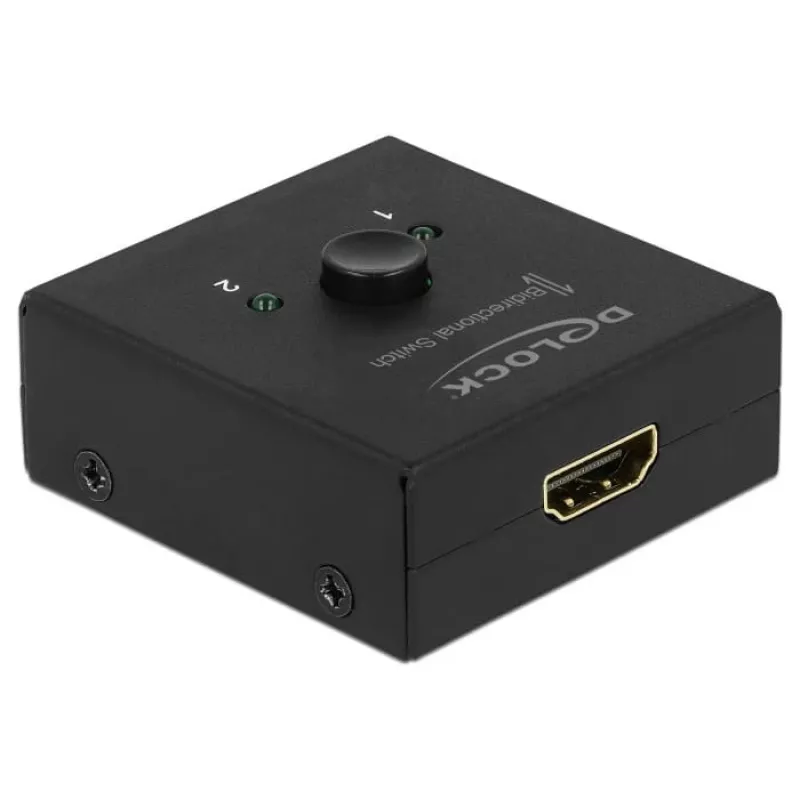 DeLock HDMI 2 į 1 dvipusis 4K 60 Hz kompaktiškas vaizdo/garso jungiklis - Mažmeninė dėžutė - 2 x HDMI - stalinis (64072)
