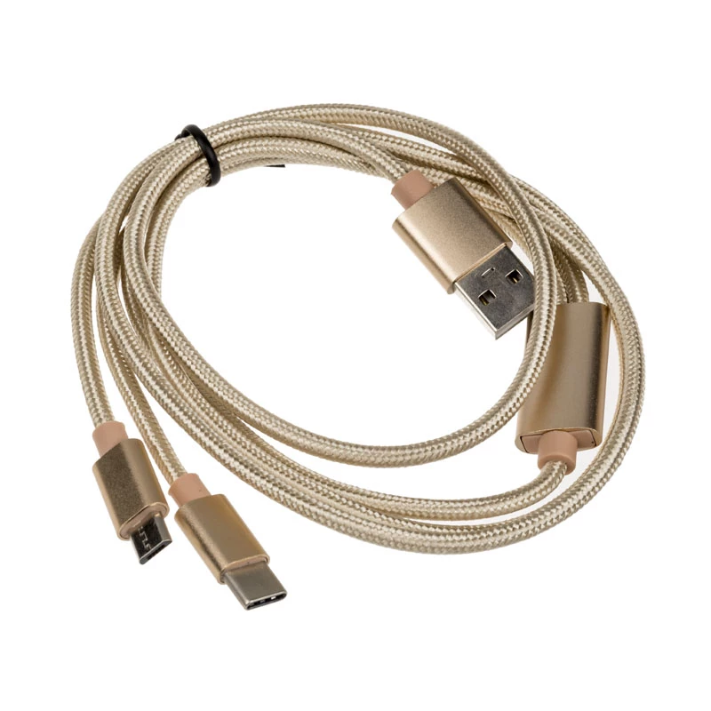 Akasa AK-CBUB42-12GL USB laidas 1,2 m USB 2.0 USB A USB C / Micro-USB B Auksinis (AK-CBUB42-12GL)