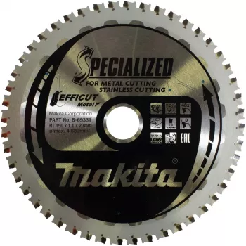 Makita Efficut pjūklo diskas metalui, nerūdijančiam plienui, plienui - 150 mm - 48 dantys - skirtas Makita DCS553RTJ