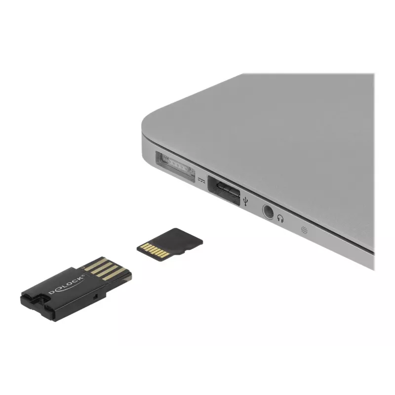 DeLOCK USB 2.0 kortelių skaitytuvas juodas MicroSD MicroSDHC MicroSDXC 480 Mbit/s