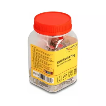 DeLOCK RJ45 kištukas Cat.6A ploniems ir plokštiems kabeliams, 100 vnt. rinkinys
