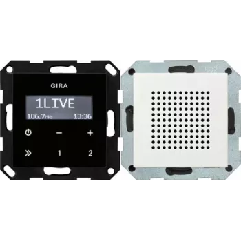 Radijo laikrodis Gira Clock 228027 Skaitmeninis FM 87.5–107.9 MHz, skaitmeninis imtuvas, montavimui ant sienos / stalo