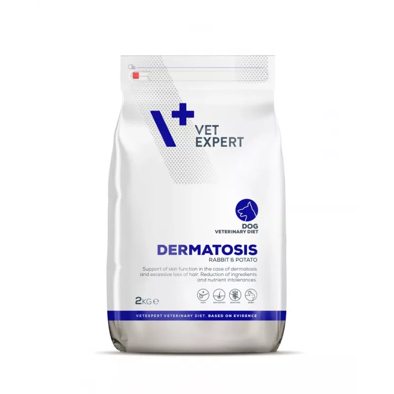 Sausas šunų ėdalas VETEXPERT Veterinary Diet Dermatosis Triušis ir Bulvė 2 kg – suaugusiems, monoproteininis, be grūdų/glitimo/sojos