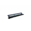 Patch Panel 19 colių 24 prievadai, CAT6, S/FTP, 1U, kabelio laikiklis, juodas