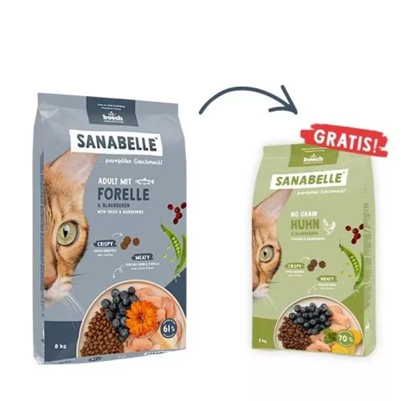 BOSCH Sanabelle Adult Trout & Blueberries – sausas maistas katėms – 2 kg