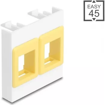 Montažinis rėmelis DELOCK Easy 45 moduliams su 2 Keystone laikikliais 45×45 mm baltas/geltonas