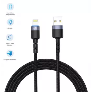 USB į Lightning duomenų laidas Tellur 1,2 m pintas nailoninis juodas