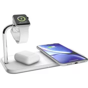Zens Dual+Watch Aliumininis belaidis įkroviklis – indukcinė plokštė su maitinimo adapteriu
