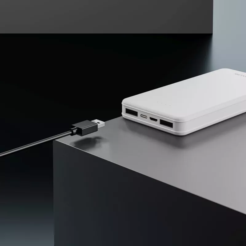 Power bank Extralink EPB-078W 10000 mAh baltas, USB-C, 10 W išėjimas, įkrauna iki 2 įrenginių