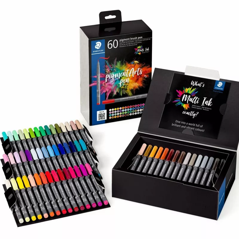 Pigmentiniai brush rašikliai Staedtler Pigment Arts 60 vnt.