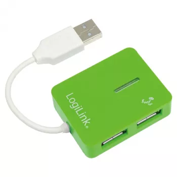 USB šakotuvas LOGILINK UA0138 – 4 prievadų USB 2.0 šakotuvas, žalias, iki 480 Mbit/s