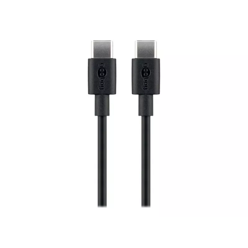 Laidas USB-C (vyriškas) į USB-C (vyriškas) - USB 2.0, 3 A, 0,5 m, juodas - Wentronic goobay (66316)