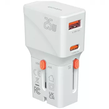 Keliautojas įkroviklis 25W World Travel 25W USB-C + A