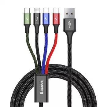 USB laidas Baseus Fast 4in1 2xUSB-C / Lightning / Micro 3,5A 1,2m (juodas)