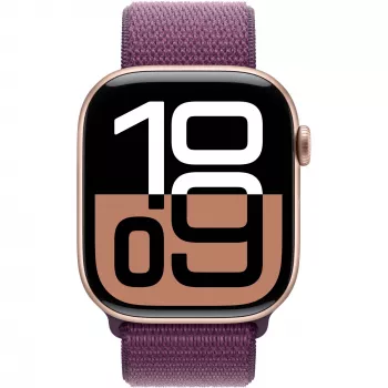 Apple Watch Series 10 aliuminio korpusas GPS + Cellular 46mm rožinis auksas Sport Loop slyvinė