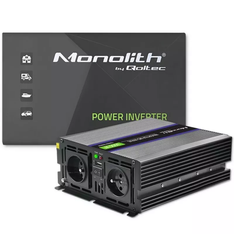 QOLTEC Monolith 3000 MS Wave keitiklis, 12V→230V, 1500/3000W, su USB