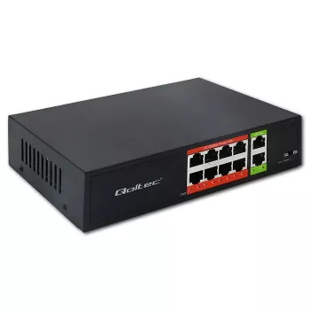 Tinklo jungiklis QOLTEC FAST Ethernet PoE 8xRJ45 su 2xRJ45 uplink (model 52290)