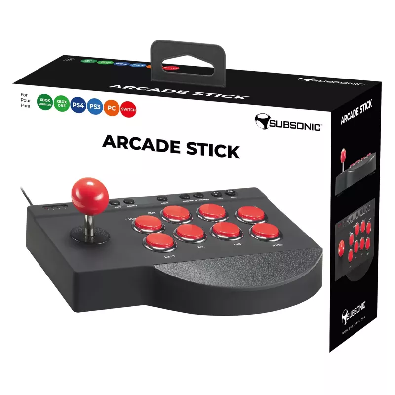 „Subsonic SA5662“ kovos pultelis (fightstick) juodas/raudonas, Bluetooth, USB, PlayStation 4