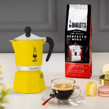 Bialetti Rainbow Black Yellow kavinukas vienam puodeliui