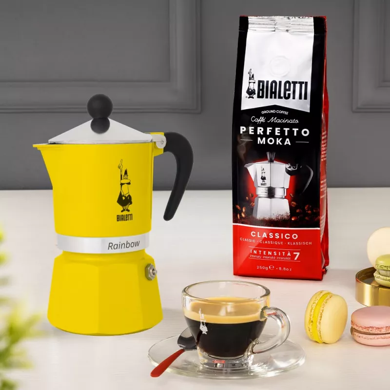 Bialetti Rainbow Black Yellow kavinukas vienam puodeliui