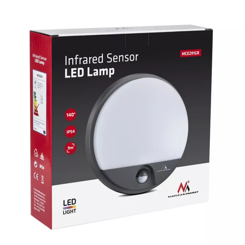 LED 15W lempa su infraraudonųjų spindulių judesio davikliu MACLEAN MCE291 GR